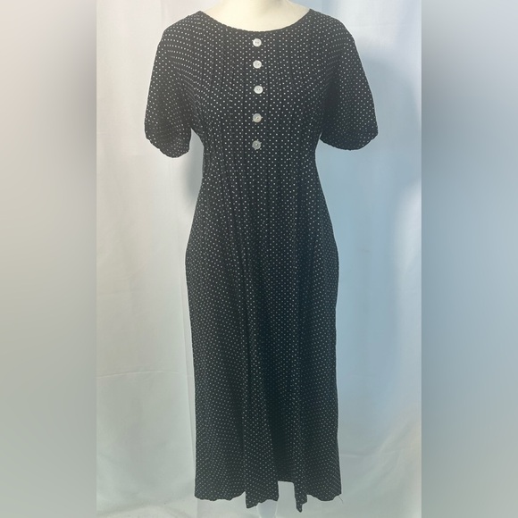 VTG 90s MSK Polka Dot Midi Dress - Picture 1 of 6